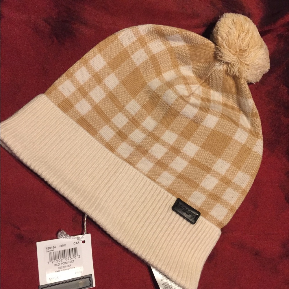 COACH plaid Pom Pom hat